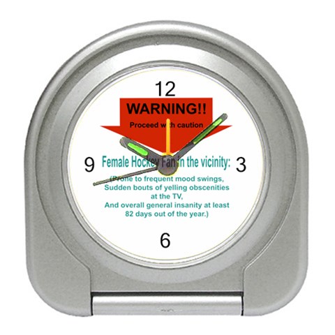 Female Hockey Fan Travel Alarm Clock from ArtsNow.com Front