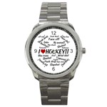 I Love Hockey Sport Metal Watch