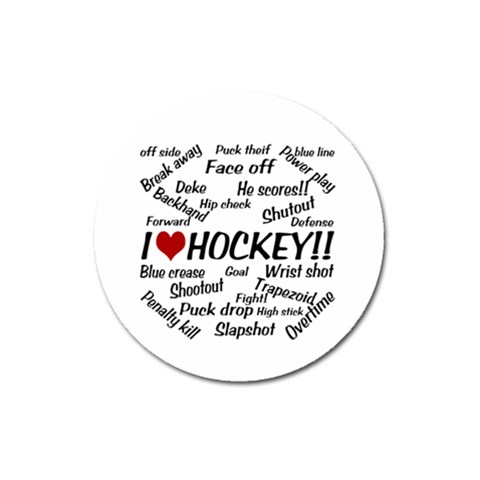 I Love Hockey Magnet 3  (Round) from ArtsNow.com Front