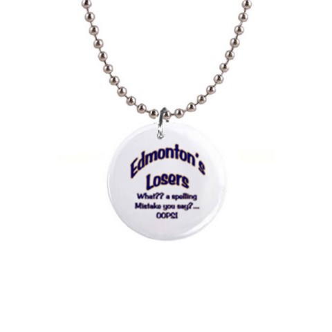 Edmonton s Losers 1  Button Necklace from ArtsNow.com Front