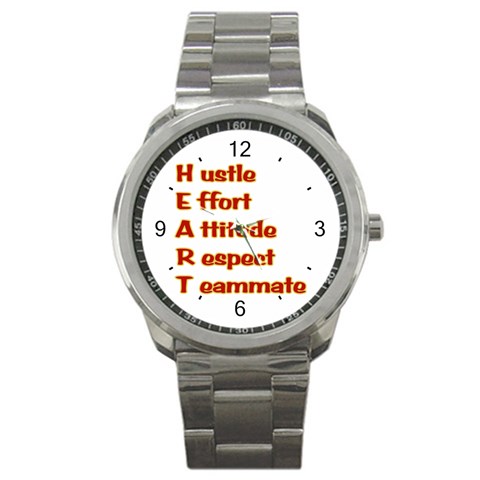 Heart Acronym Sport Metal Watch from ArtsNow.com Front