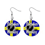 Sweden Hockey 1  Button Earrings