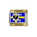 Sweden Hockey Gold Trim Italian Charm (9mm)