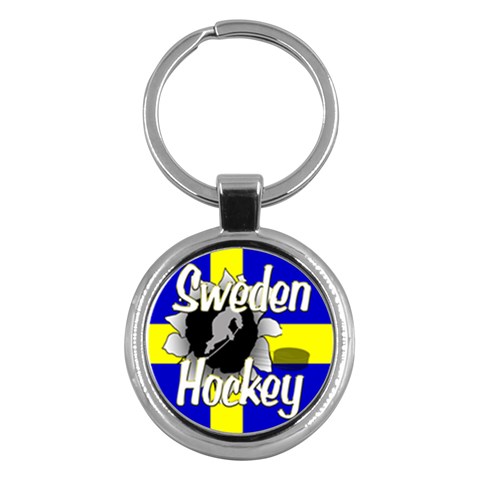 Sweden Hockey Key Chain (Round) from ArtsNow.com Front