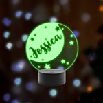 Personalized Night Light Moon Name Remote LED Acrylic Message Display (Black Round Stand) 