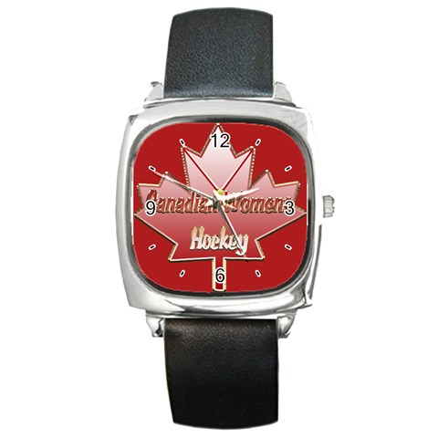 Canadian Women s Hockey Square Metal Watch from ArtsNow.com Front