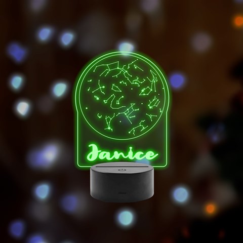 Personalized Star Map Night Sky Star Name Remote LED Acrylic Message Display (Black Round Stand)  from ArtsNow.com Front