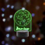 Personalized Star Map Night Sky Star Name Remote LED Acrylic Message Display (Black Round Stand) 