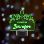 Personalized Crown Princess Name Remote LED Acrylic Message Display (Black Round Stand) 