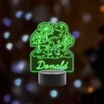 Personalized Dinosaur Name 1 Remote LED Acrylic Message Display (Black Round Stand) 