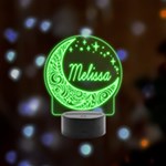 Personalized Night Light Star Moon Name Remote LED Acrylic Message Display (Black Round Stand) 