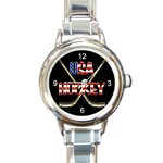 USA Hockey Round Italian Charm Watch