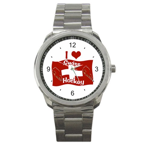 Swiss Hockey Sport Metal Watch from ArtsNow.com Front