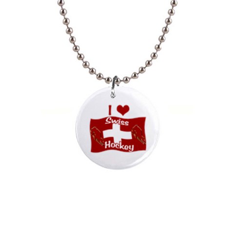 Swiss Hockey 1  Button Necklace from ArtsNow.com Front