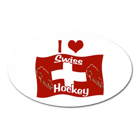 Swiss Hockey Magnet (Oval) from ArtsNow.com Front