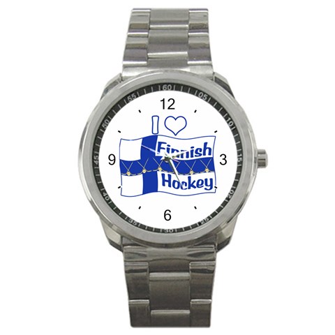 Finnish Hockey Sport Metal Watch from ArtsNow.com Front