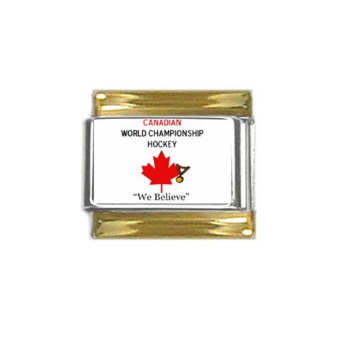 World Championship Hockey Gold Trim Italian Charm (9mm) from ArtsNow.com Front