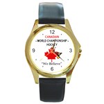 World Championship Hockey Round Gold Metal Watch