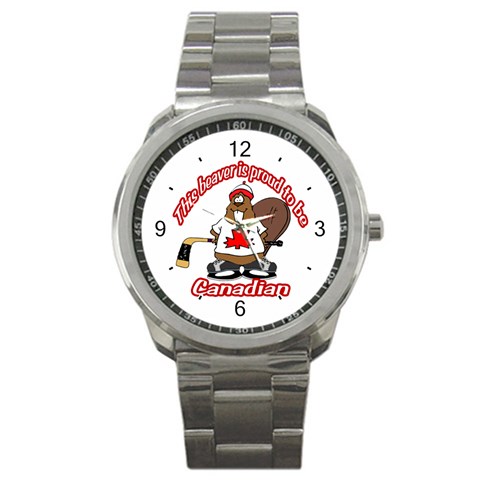 Canadian Beaver Sport Metal Watch from ArtsNow.com Front