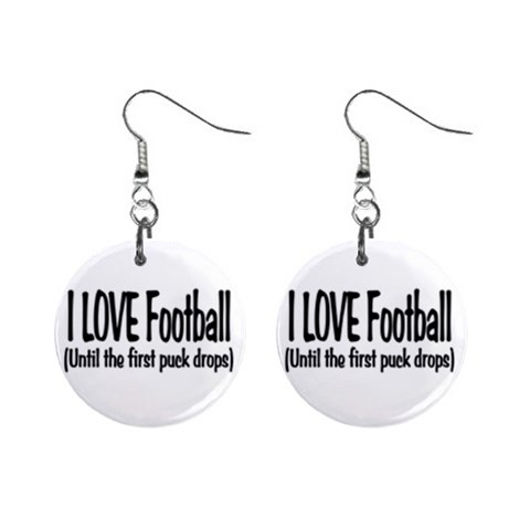 I LOVE Football 1  Button Earrings from ArtsNow.com Front