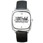 I LOVE Football Square Metal Watch