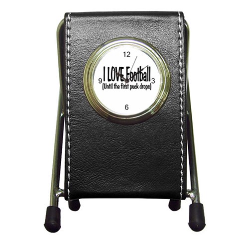 I LOVE Football Pen Holder Desk Clock from ArtsNow.com Front