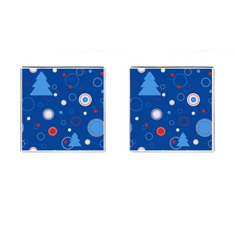 Christmas Pattern Tree Design Cufflinks (Square) from ArtsNow.com Front(Pair)