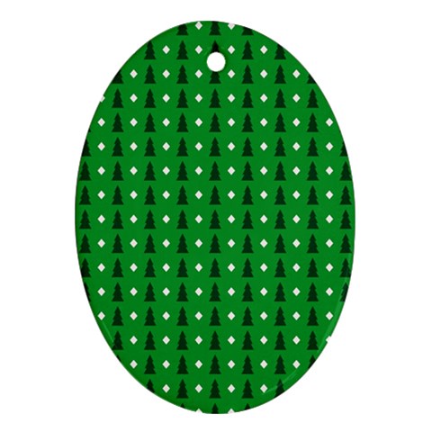 Green Christmas Tree Pattern Background Ornament (Oval) from ArtsNow.com Front