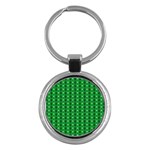 Green Christmas Tree Pattern Background Key Chain (Round)