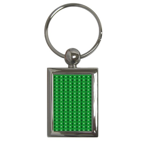 Green Christmas Tree Pattern Background Key Chain (Rectangle) from ArtsNow.com Front