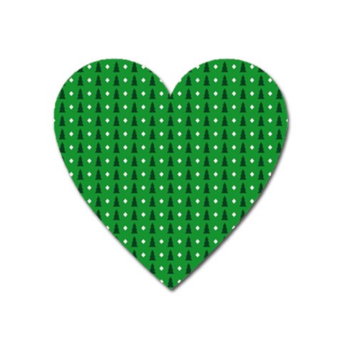 Green Christmas Tree Pattern Background Heart Magnet from ArtsNow.com Front