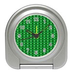 Green Christmas Tree Pattern Background Travel Alarm Clock