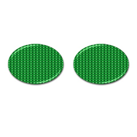 Green Christmas Tree Pattern Background Cufflinks (Oval) from ArtsNow.com Front(Pair)