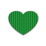 Green Christmas Tree Pattern Background Rubber Heart Coaster (4 pack)