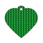 Green Christmas Tree Pattern Background Dog Tag Heart (Two Sides)