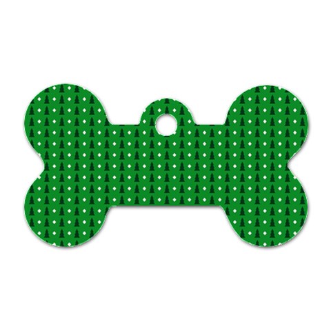 Green Christmas Tree Pattern Background Dog Tag Bone (Two Sides) from ArtsNow.com Front