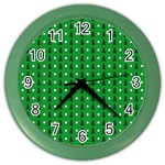 Green Christmas Tree Pattern Background Color Wall Clock