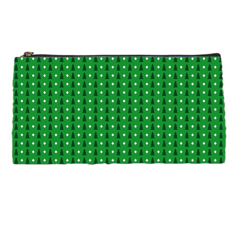 Green Christmas Tree Pattern Background Pencil Case from ArtsNow.com Front