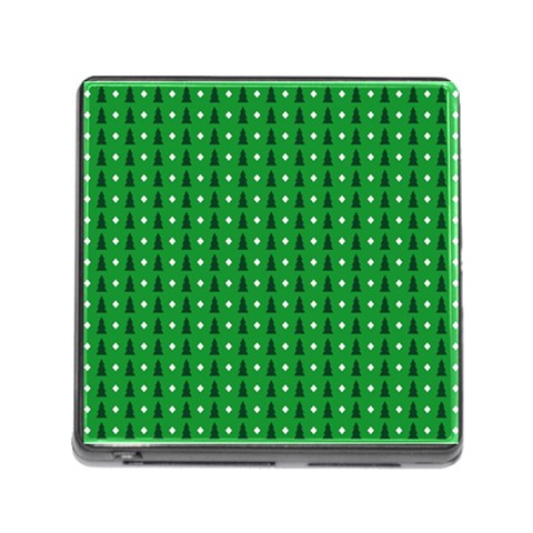 Green Christmas Tree Pattern Background Memory Card Reader (Square 5 Slot) from ArtsNow.com Front