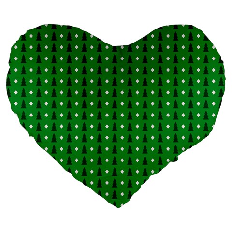 Green Christmas Tree Pattern Background Large 19  Premium Heart Shape Cushions from ArtsNow.com Front