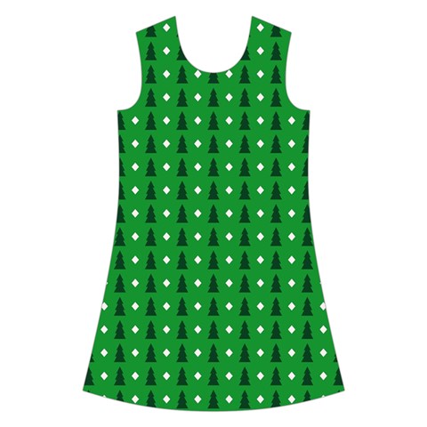 Green Christmas Tree Pattern Background Kids  Short Sleeve Velvet Dress from ArtsNow.com Front