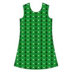 Green Christmas Tree Pattern Background Kids  Short Sleeve Velvet Dress from ArtsNow.com Front