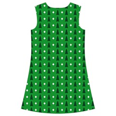 Green Christmas Tree Pattern Background Kids  Short Sleeve Velvet Dress from ArtsNow.com Back