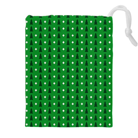 Green Christmas Tree Pattern Background Drawstring Pouch (4XL) from ArtsNow.com Front