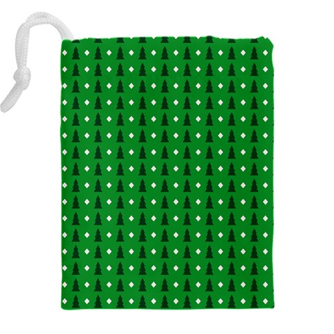 Green Christmas Tree Pattern Background Drawstring Pouch (4XL) from ArtsNow.com Back