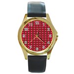 Snowflake Christmas Tree Pattern Round Gold Metal Watch