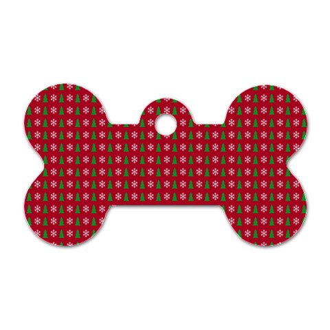 Snowflake Christmas Tree Pattern Dog Tag Bone (One Side) from ArtsNow.com Front