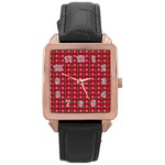 Snowflake Christmas Tree Pattern Rose Gold Leather Watch 