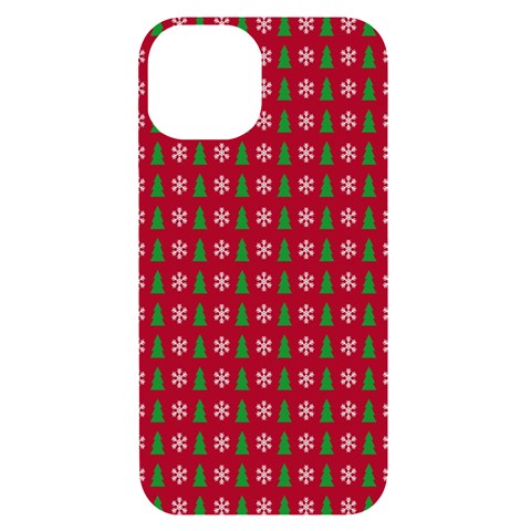 Snowflake Christmas Tree Pattern iPhone 14 Black UV Print Case from ArtsNow.com Front