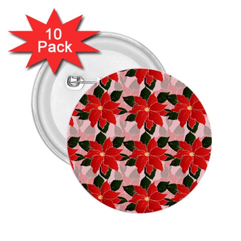 Poinsettia Pattern Seamless Pattern Christmas Xmas 2.25  Buttons (10 pack)  from ArtsNow.com Front